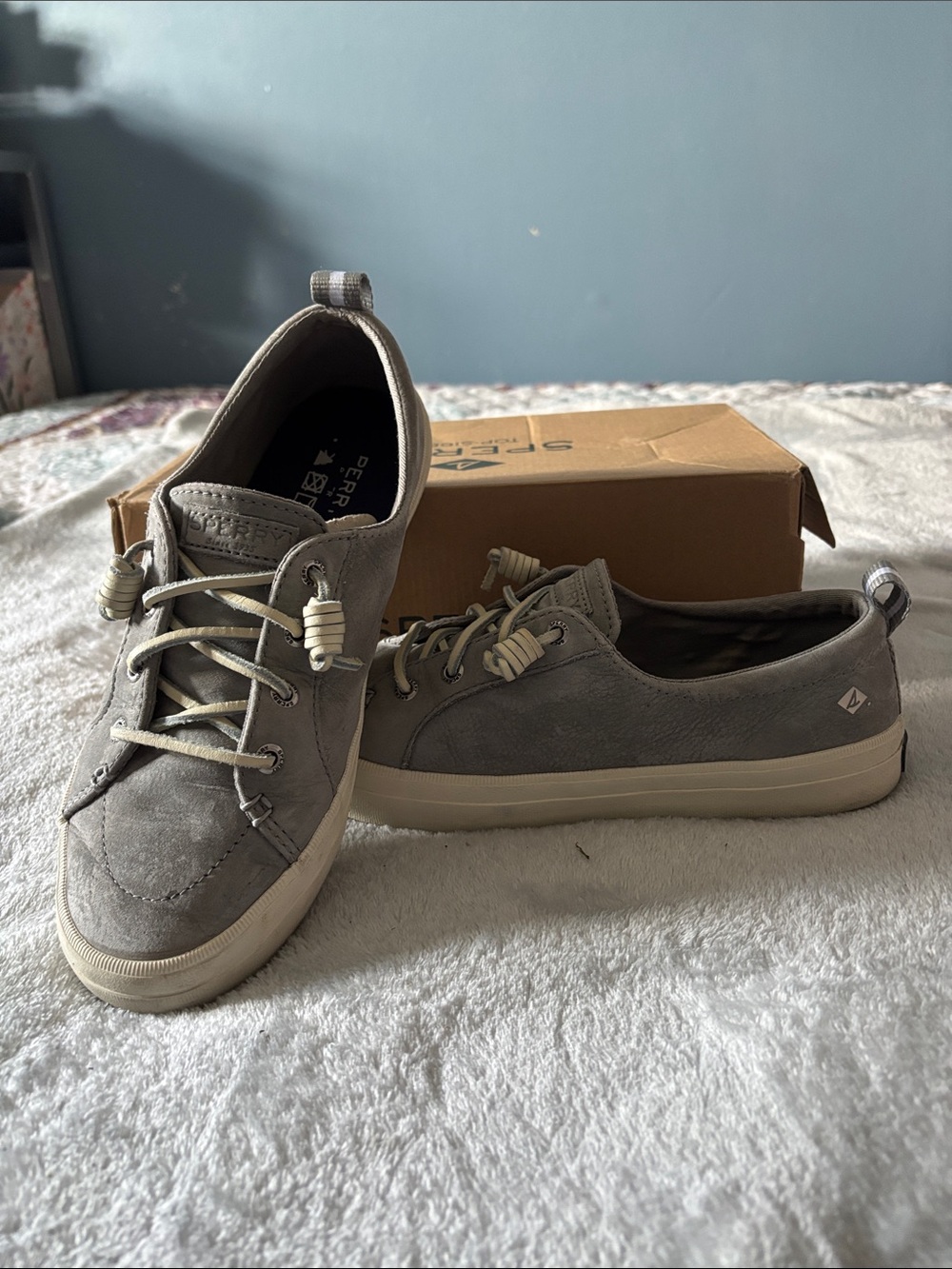 Sperry Gray Suede Low-Top Lace Sneakers